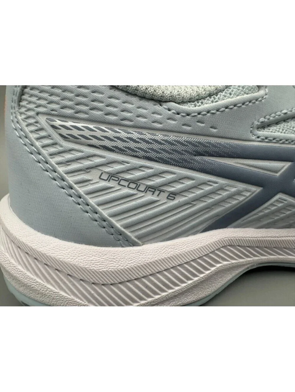 Women’s ASICS Upcourt 6 Volleyball Shoes, Cool Grey/Grey Blue, Size 6.5 w/Box